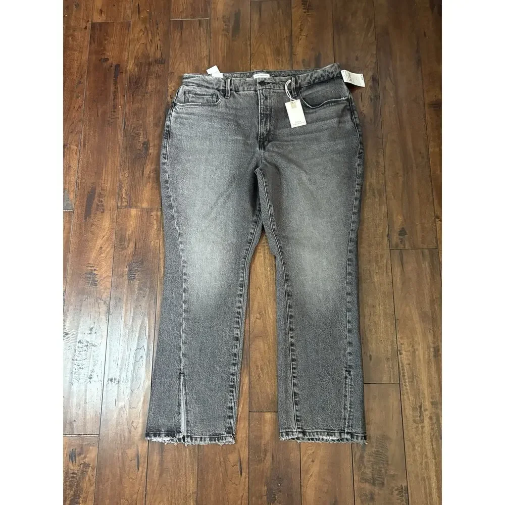 Good American |High-Waist Grey Split-Hem Women's Jeans